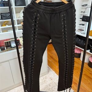 Black Lace-Up Pants